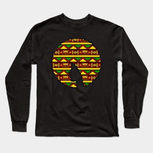 Afro Hair Woman with African Pattern, Black History Long Sleeve T-Shirt